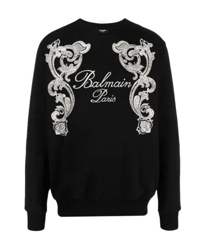 Balmain Logo-print Cotton Sweatshirt In Black
