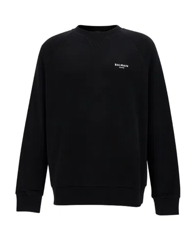 BALMAIN BALMAIN LOGO FLOCKED CREWNECK SWEATSHIRT