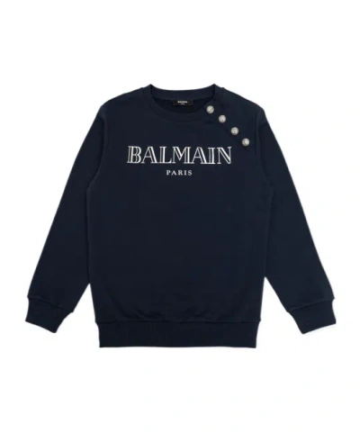 Balmain Kids' Logo-print Cotton Sweatshirt In Black
