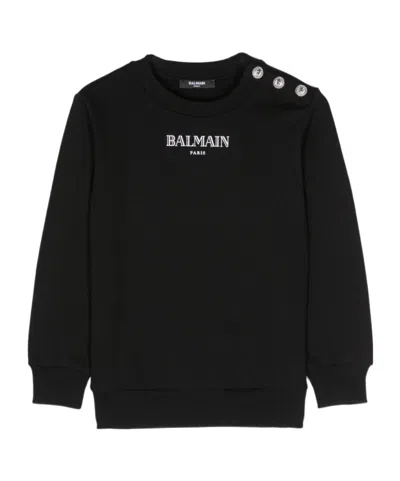 Balmain Logo-print Cotton Sweatshirt In Black