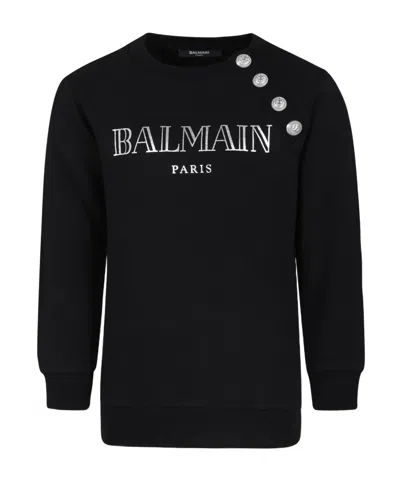 Balmain Kids' Logo-print Cotton Sweatshirt In Black