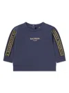 Balmain Logo-print Cotton Sweatshirt In Blue