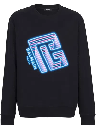 Balmain Logo-print Cotton Sweatshirt In Eiy