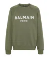 Balmain Parisian Ribbed Hem Sweatshirt With V-stitch Detailing In Green