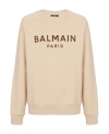 Balmain Logo-print Cotton Sweatshirt In Nude