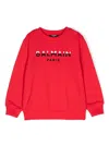Balmain Logo-print Cotton Sweatshirt In Red