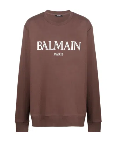 Balmain Logo-print Cotton Sweatshirt In Red