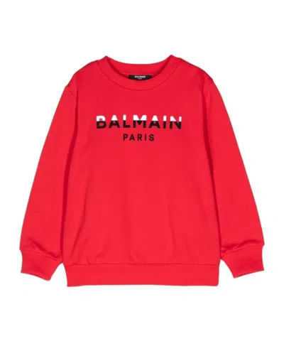 BALMAIN LOGO-PRINT COTTON SWEATSHIRT