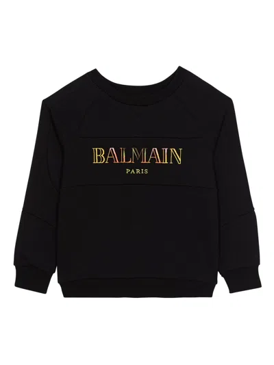 Balmain Kids' Sweatshirt Mit Logo-print In Black