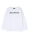 Balmain Logo-print Cotton Sweatshirt In Weiss