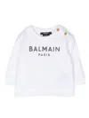 Balmain Logo-print Cotton Sweatshirt In Weiss