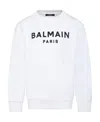 Balmain Logo-print Cotton Sweatshirt In White