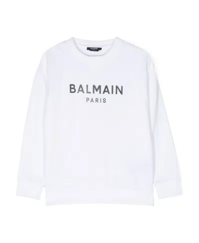 Balmain Logo-print Cotton Sweatshirt In White
