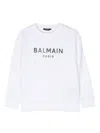 Balmain Logo-print Long-sleeve Sweatshirt In White