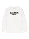 Balmain Logo Cotton Jersey Sweatshirt In White