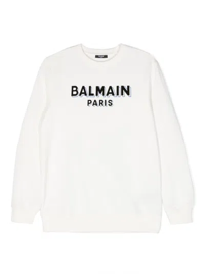 BALMAIN LOGO-PRINT COTTON SWEATSHIRT