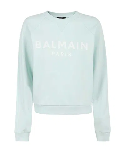 Balmain Logo-print Cotton Sweatshirt In White