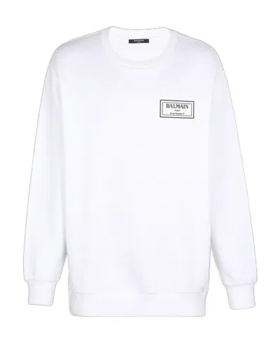Balmain Logo-print Cotton Sweatshirt In White