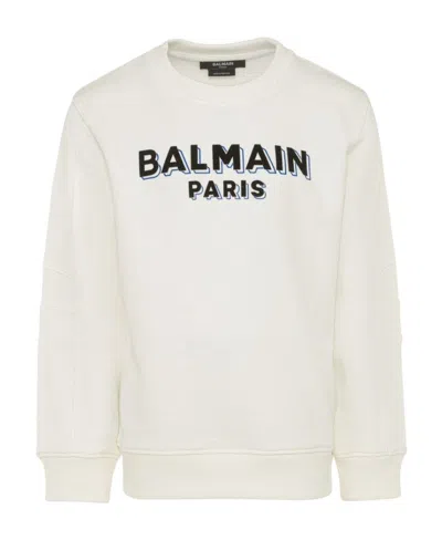 Balmain Logo-print Cotton Sweatshirt In White