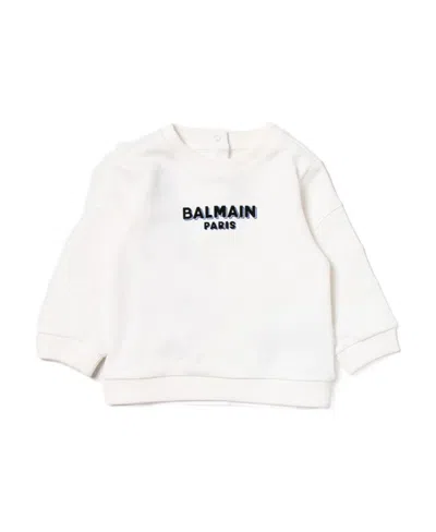 Balmain Logo-print Cotton Sweatshirt In White