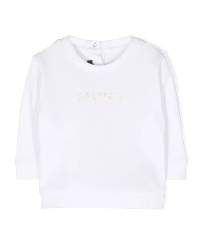 Balmain Logo-print Cotton Sweatshirt In White