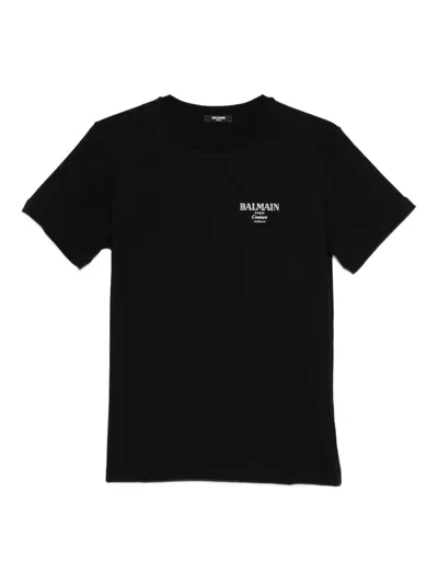 Balmain Kids' Logo-print Cotton T-shirt In Black