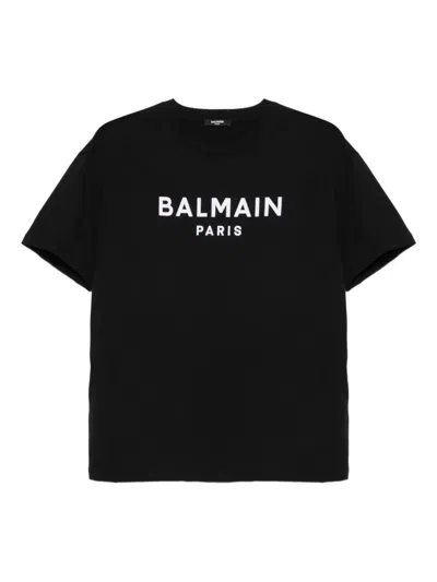 Balmain Kids' Logo-print Cotton T-shirt In Black