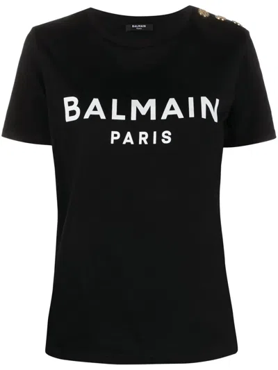 BALMAIN LOGO-PRINT COTTON T-SHIRT