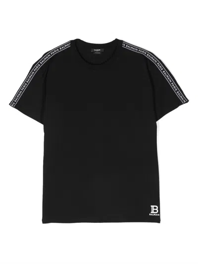 Balmain Kids' Logo-print Cotton T-shirt In Black