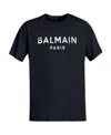 Balmain Black Crewneck T-shirt With Logo Lettering On The Front In Cotton Man In Black