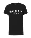 Balmain Black Crewneck T-shirt With Logo Lettering On The Front In Cotton Man In Black