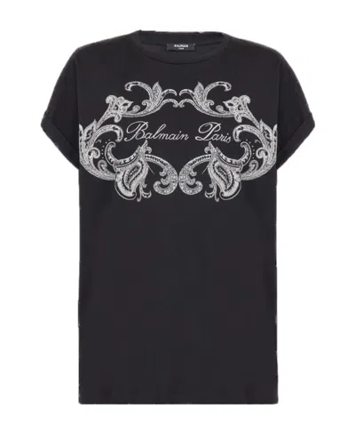 Balmain T-shirt Con Stampa In Black