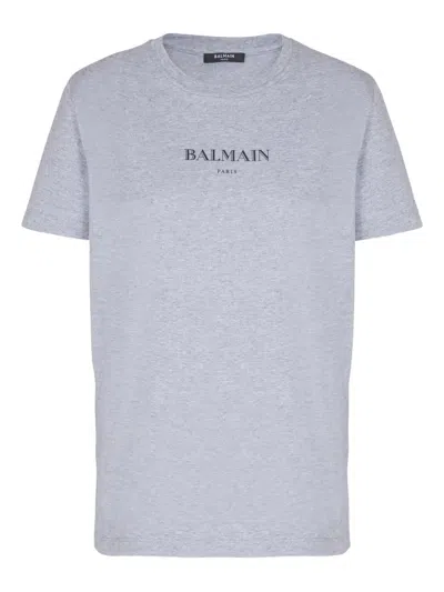 Balmain Logo-print Cotton T-shirt In Blue