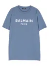 Balmain Logo-print Cotton T-shirt In Blue