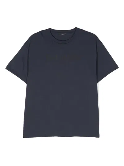 Balmain Kids' Logo-print Cotton T-shirt In Blue