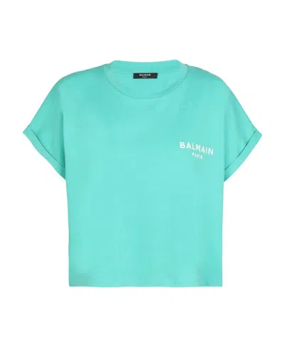Balmain Logo-print Cotton T-shirt In Blue