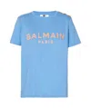 Balmain Logo-print Cotton T-shirt In Blue