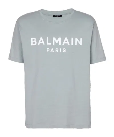 Balmain Logo-print Cotton T-shirt In Gray