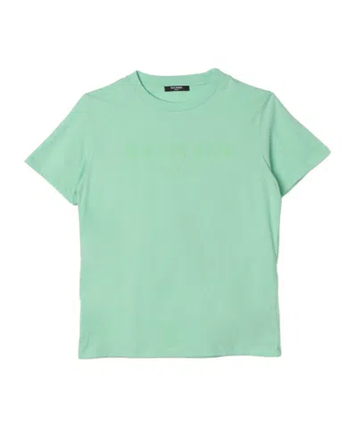 Balmain Logo-print Cotton T-shirt In Green
