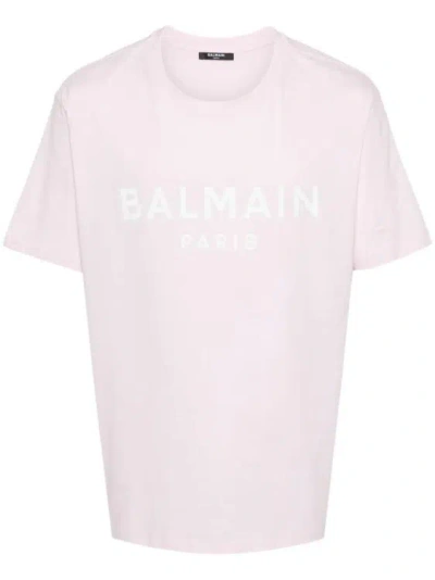 Balmain Logo-print Cotton T-shirt In Purple