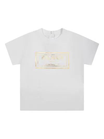 Balmain Babies' Logo-print Cotton T-shirt In White