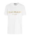 Balmain Foiled Logo-print Cotton T-shirt In White