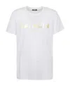 Balmain Cotton T-shirt With Laminated Logo Print In White