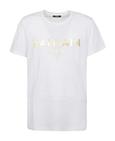 BALMAIN ECO-DESIGNED COTTON T-SHIRT WITH BALMAIN PARIS LOGO PRINT