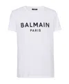 Balmain White Crewneck T-shirt With Contrasting Logo Lettering Print In White