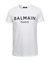 Balmain White Crewneck T-shirt With Contrasting Logo Lettering Print In White