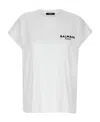 Balmain Flocked-logo Crew Neck T-shirt In White