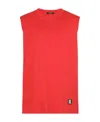 Balmain Logo-print Cotton Tank Top In Red