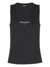 Balmain Logo-print Cotton Top In Black