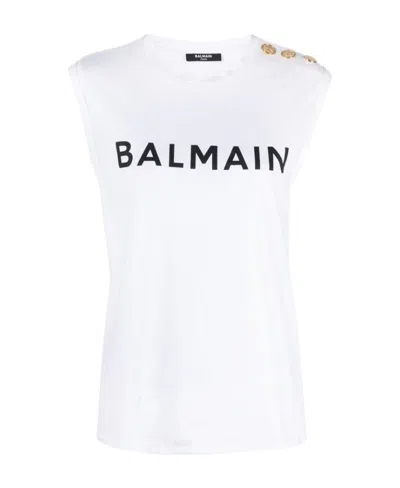 BALMAIN BALMAIN LOGO PRINTED TANK TOP